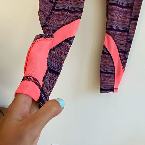 Lululemon Purple Orange Space Dyed Leggings with Pockets Size 6 - Picture 4 of 10